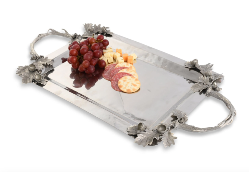 FALLEN ANTLER STAINLESS SERVING TRAY