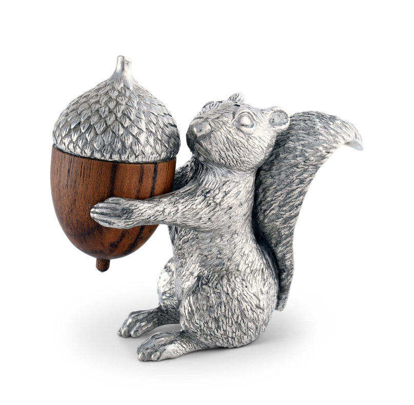 SQUIRREL WITH WOOD ACORN SALT & PEPPER SET