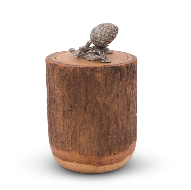 PINE CONE WOOD CANISTER
