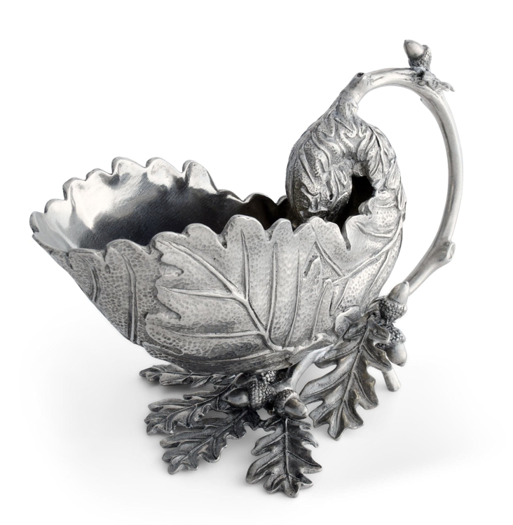 PEWTER OAK LEAF GRAVY BOAT