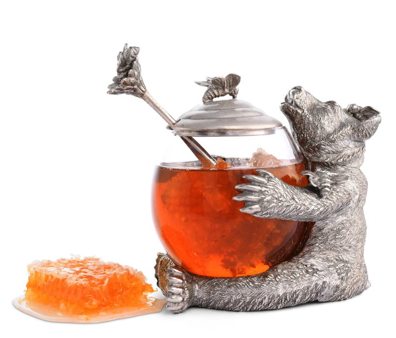 PEWTER BEAR HONEY POT