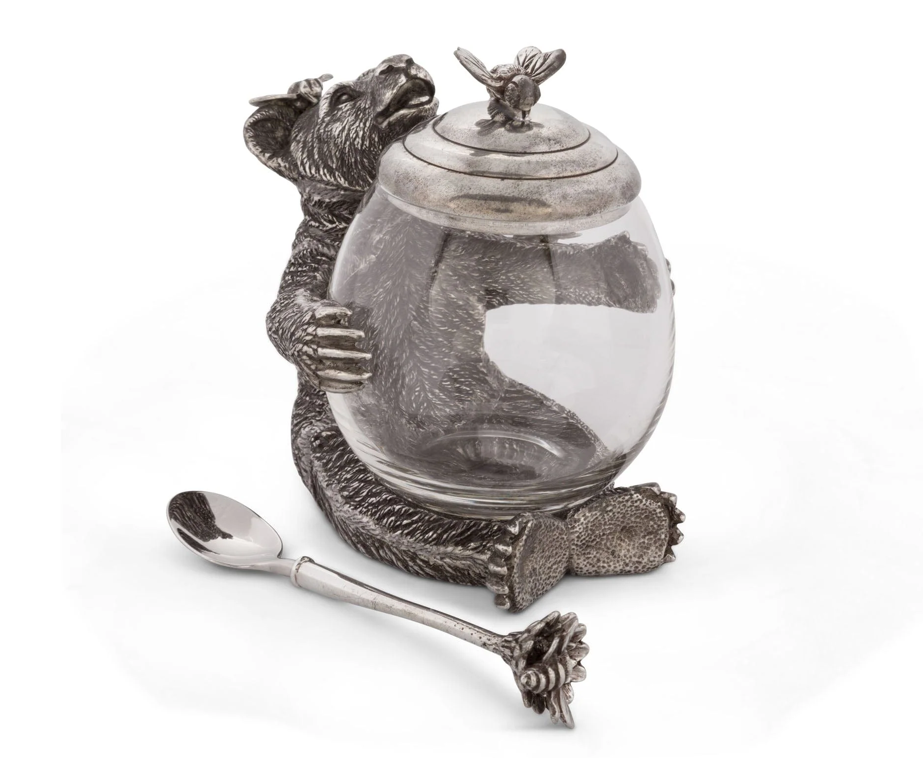 PEWTER BEAR HONEY POT