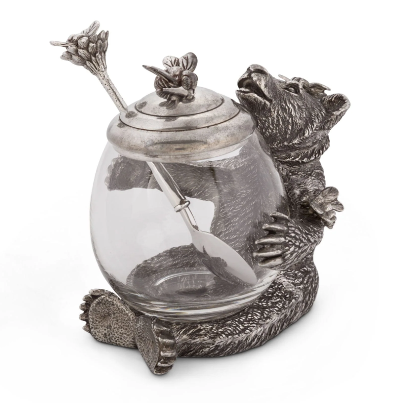 PEWTER BEAR HONEY POT