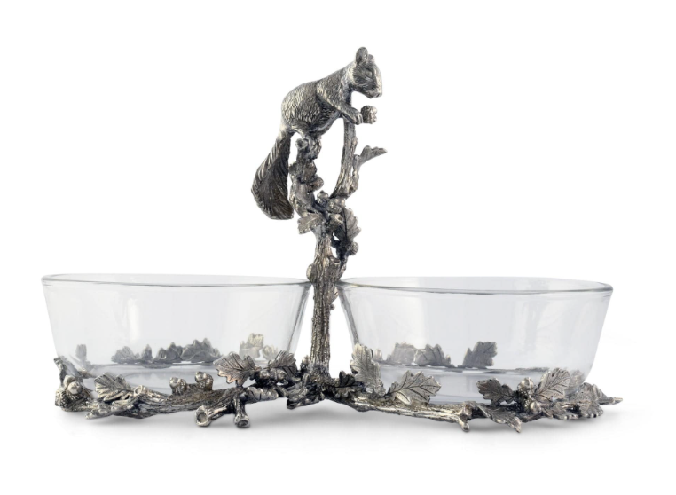 SQUIRREL DOUBLE DISH CONDIMENT SERVER
