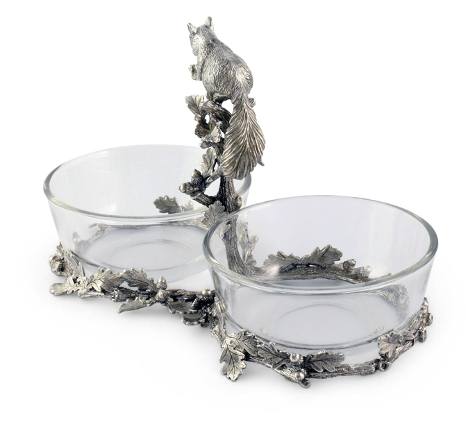 SQUIRREL DOUBLE DISH CONDIMENT SERVER