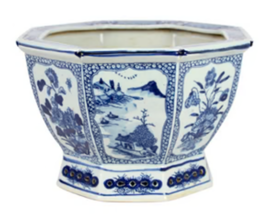 Evergreen, Pinecone, and Berries in Hexagon Planter