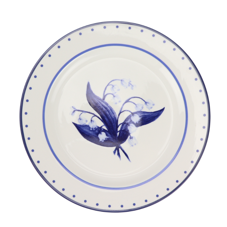 Lily of the Valley Blue and White Dinner Plate