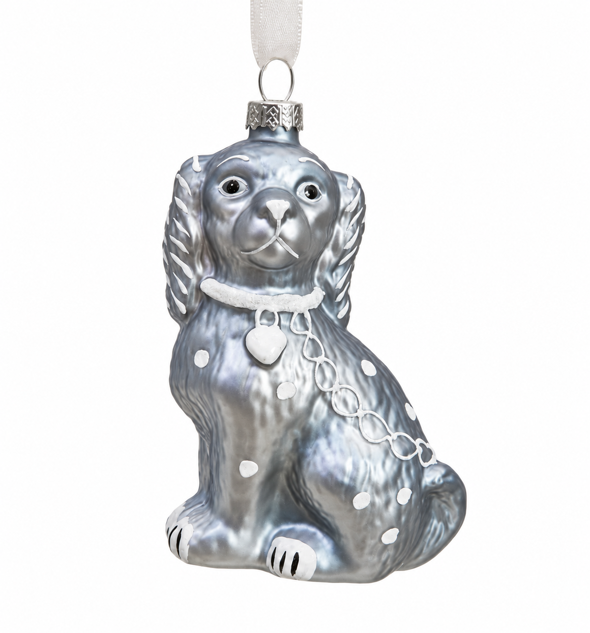 Pearlized Silver Staffordshire Dog Gift Topper