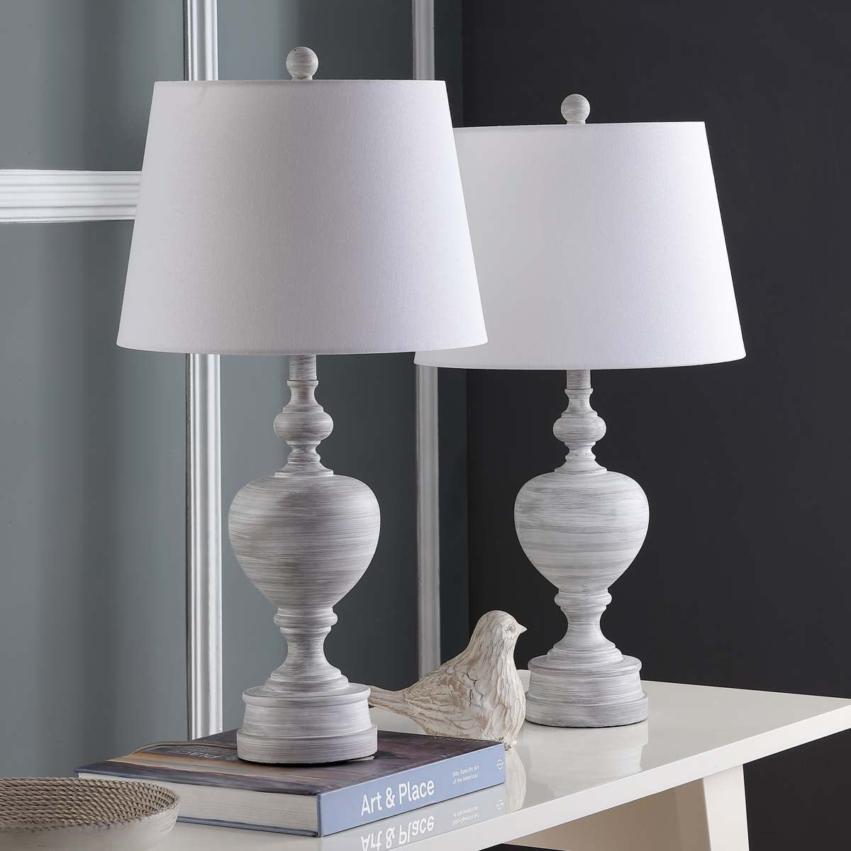 Safavieh Alban Table Lamp, TBL4122 - White Wash (Set of 2)