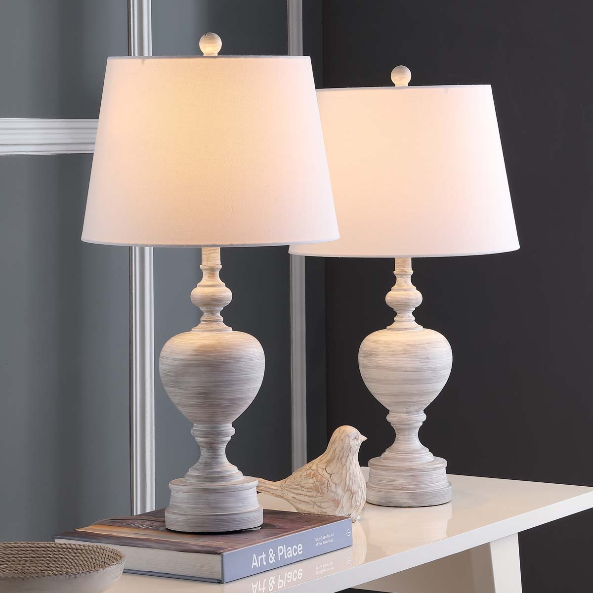 Safavieh Alban Table Lamp, TBL4122 - White Wash (Set of 2)