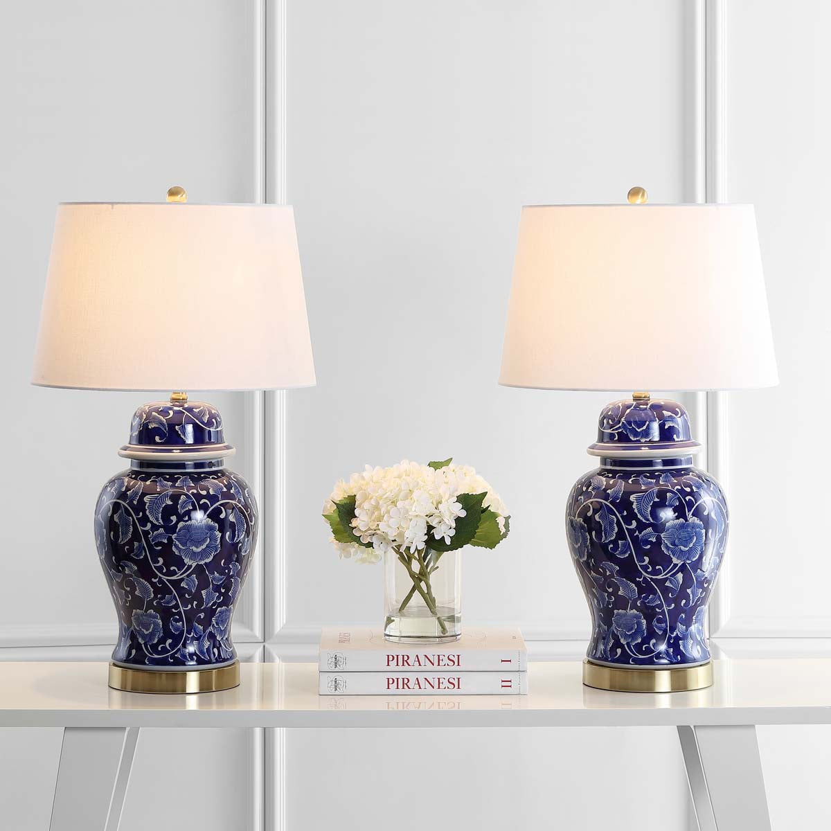 Safavieh Aharon Table Lamp, TBL4157 - Navy/White (Set of 2)