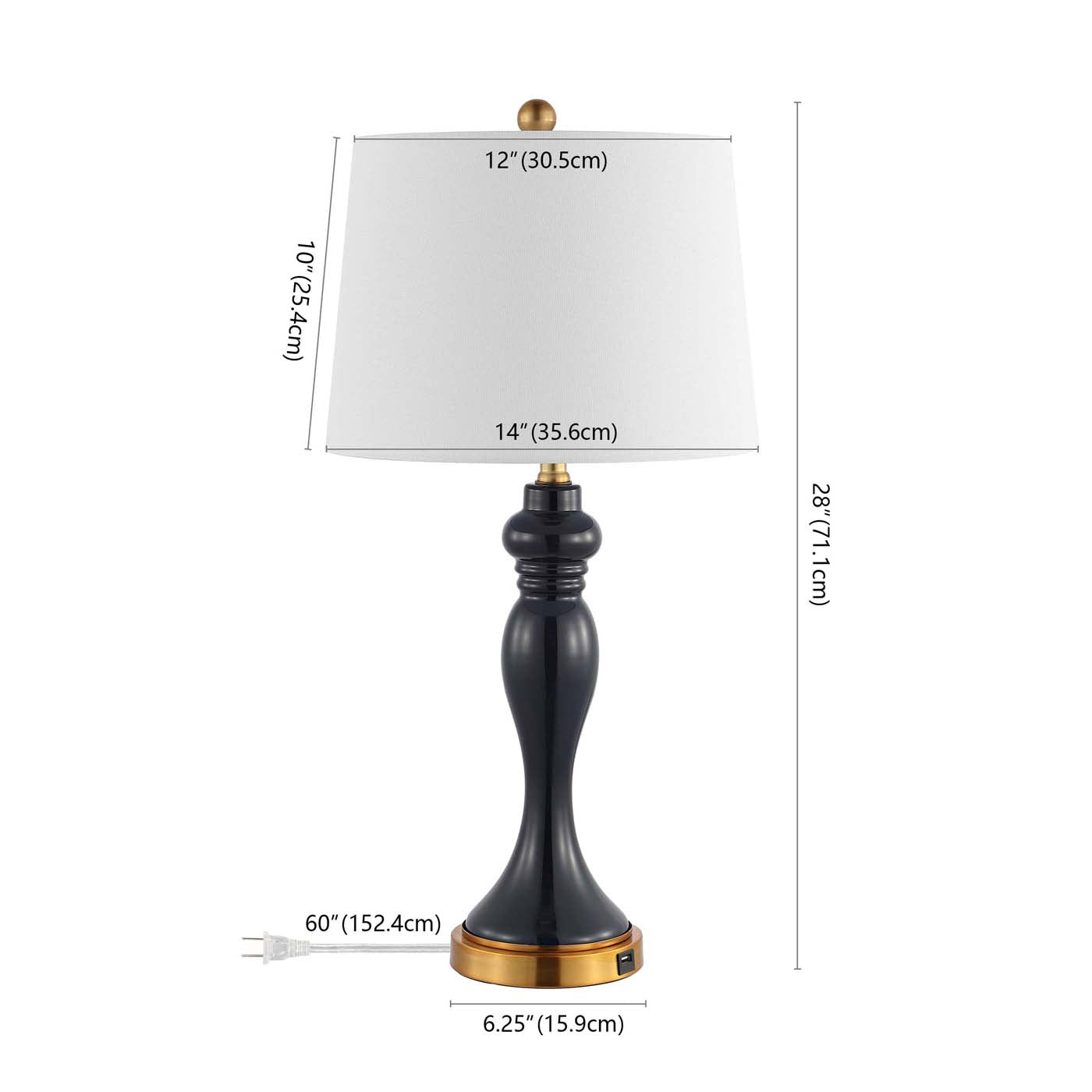 Safavieh Cayson Table Lamp with USB , TBL4203 - Navy / Gold