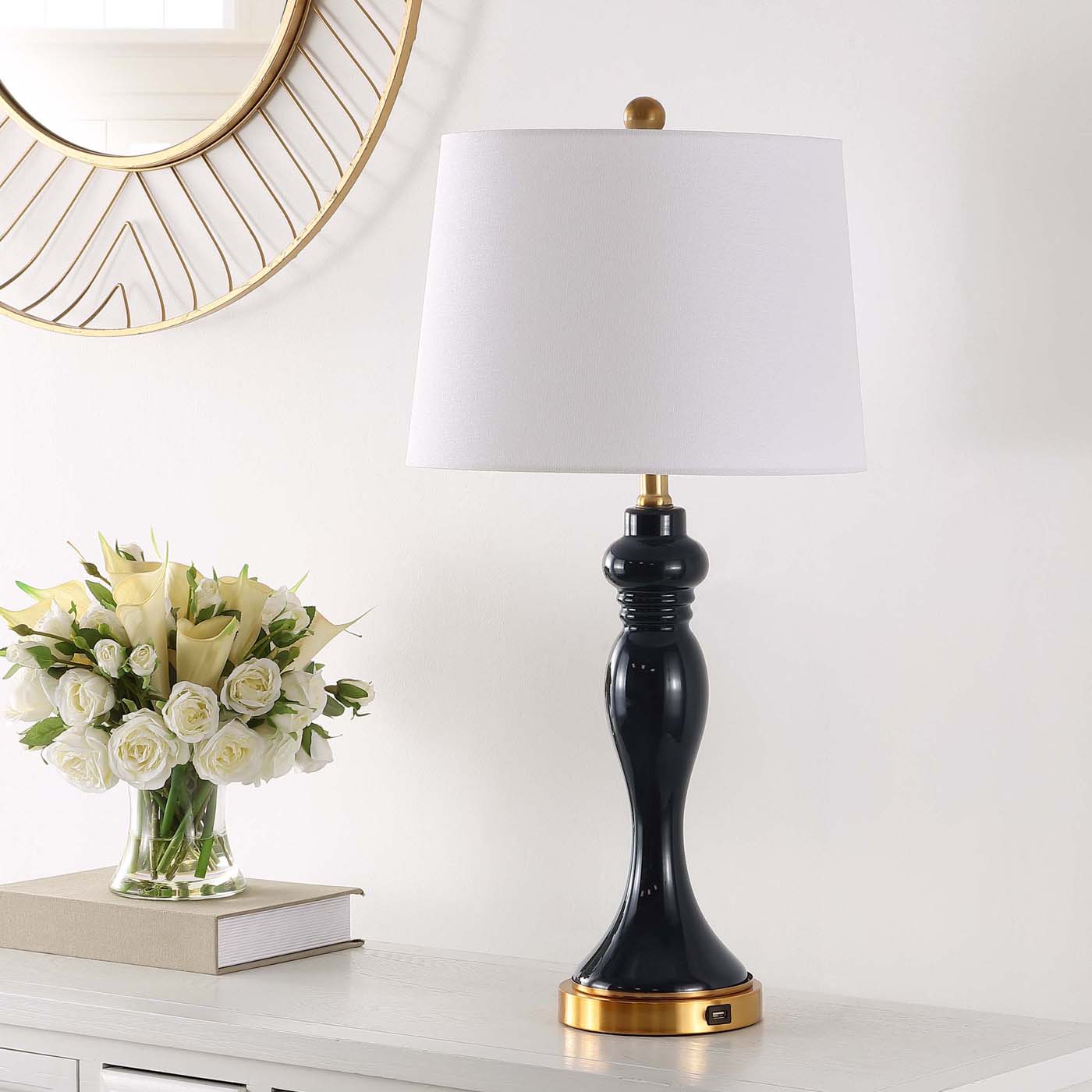 Safavieh Cayson Table Lamp with USB , TBL4203 - Navy / Gold