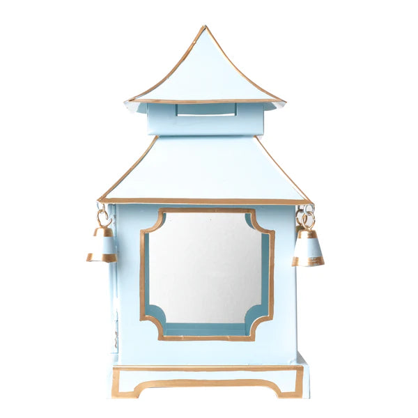 Pale Blue & Gold Pagoda Lantern