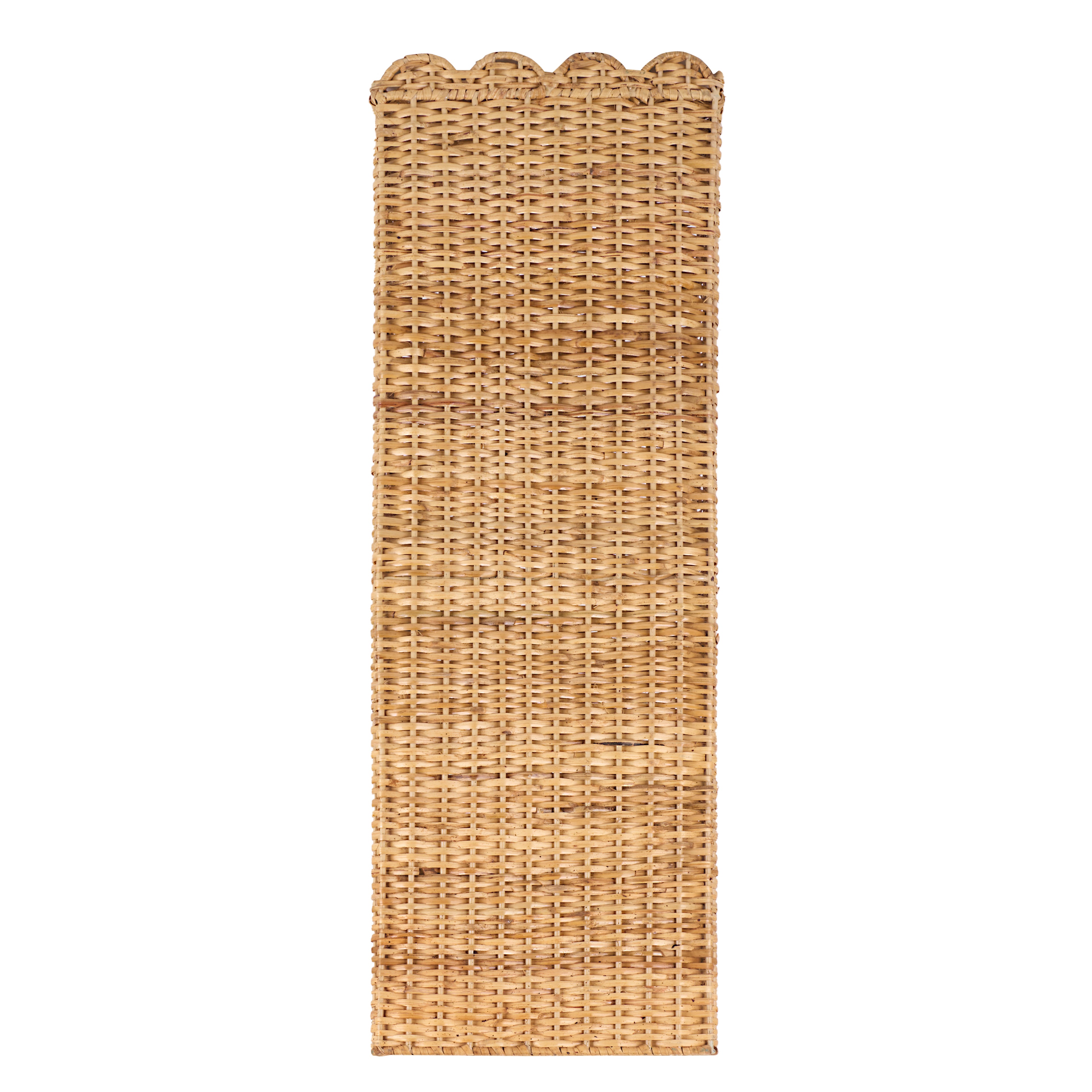 Square Scalloped Trim Wicker Urn and Pedestal