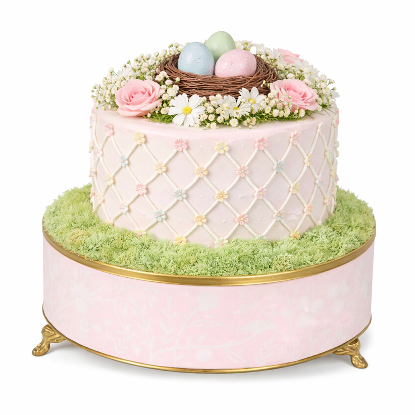 Pink & White Chinoiserie Cake Platform