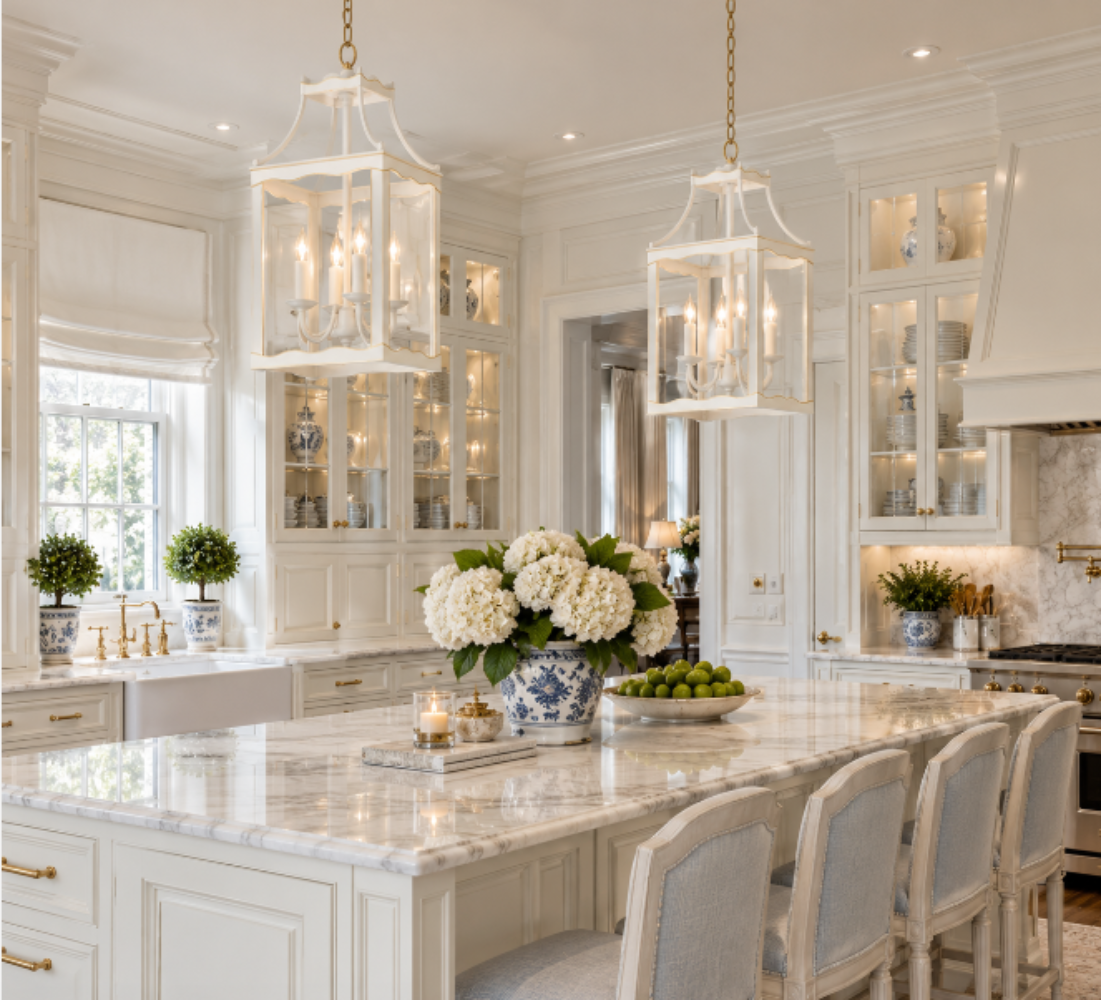 Soft White & Gold Large Lantern