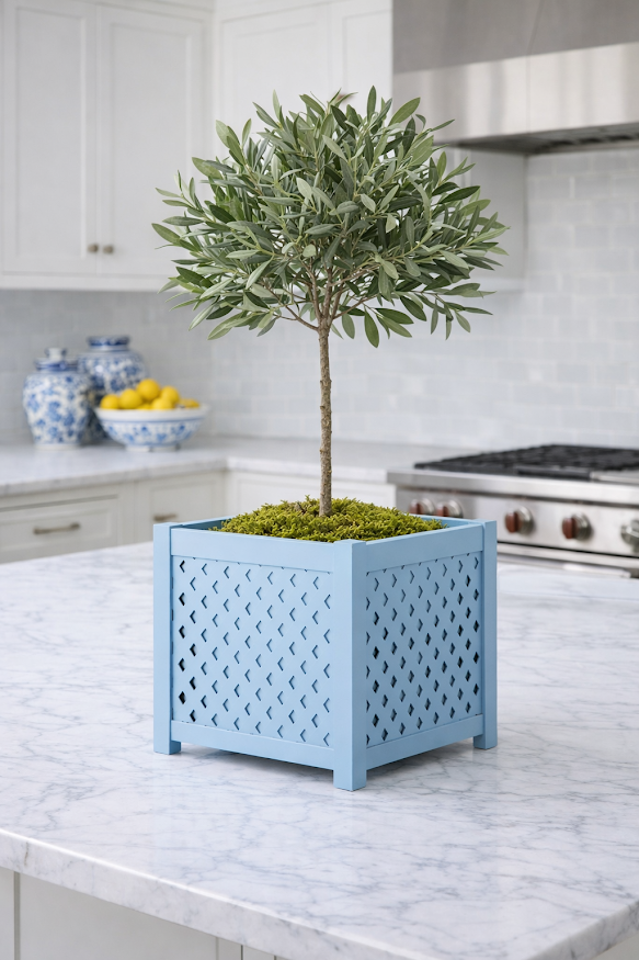 Blue Lattice Planter