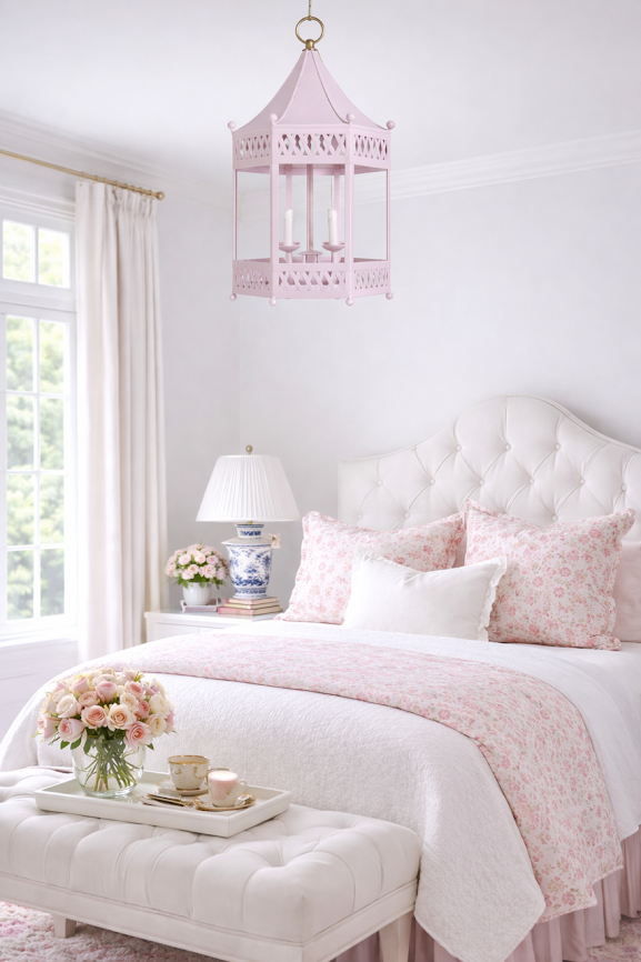 Pink Pagoda Lantern Chandelier