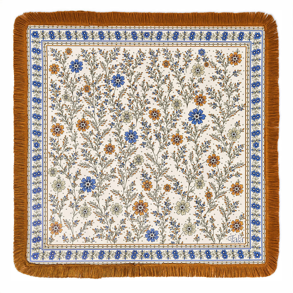 The Sonoma Mahjong Mat - Wildflowers with Suede Fringe