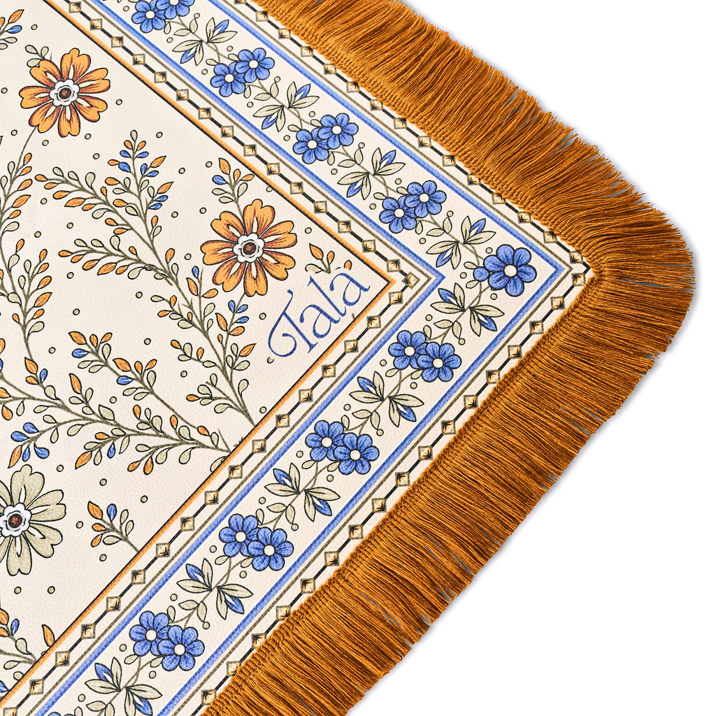 The Sonoma Mahjong Mat - Wildflowers with Suede Fringe