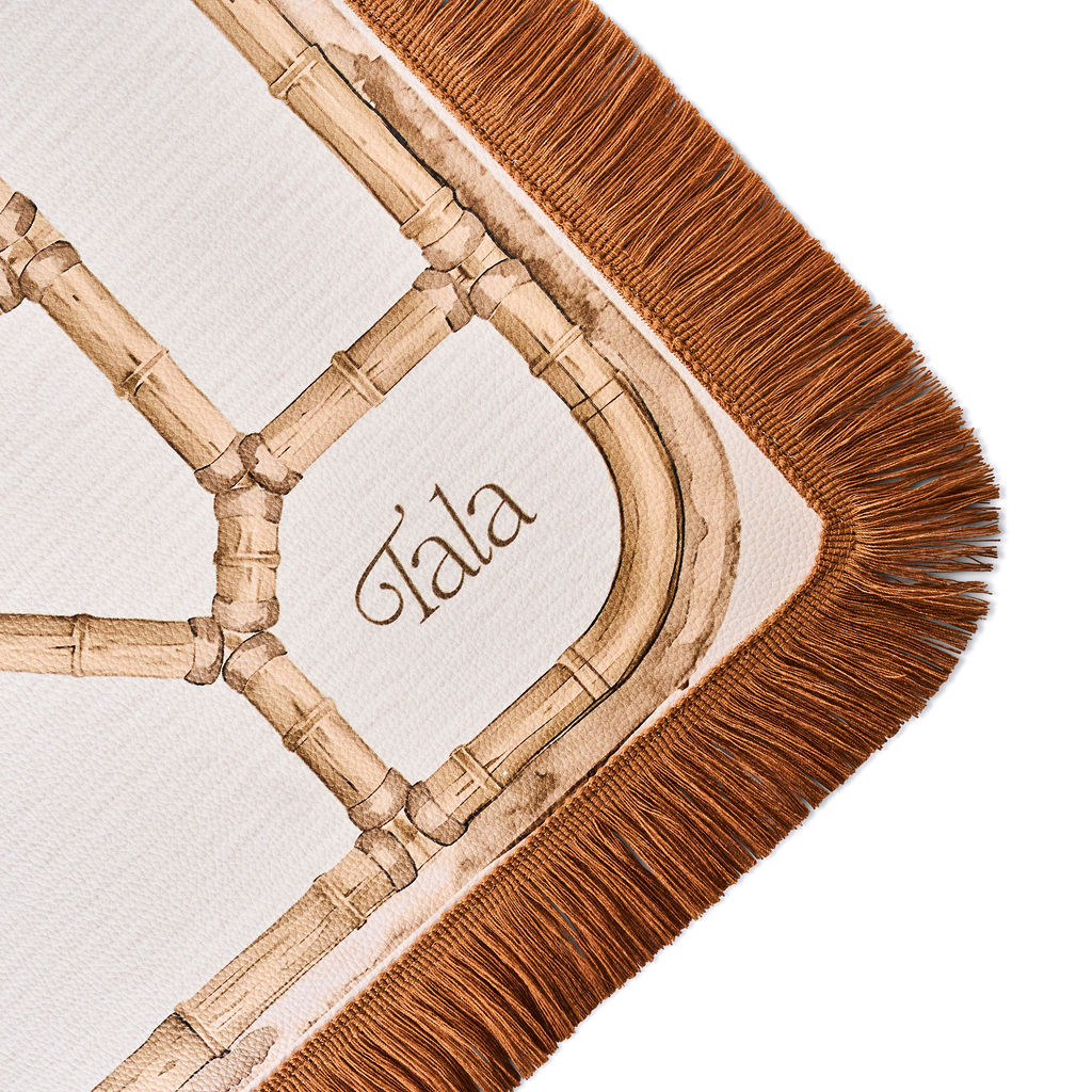 The Veranda Mahjong Mat - Bamboo Neutral with Fringe