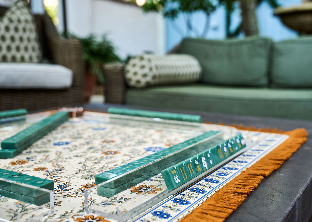 The Sonoma Mahjong Mat - Wildflowers with Suede Fringe