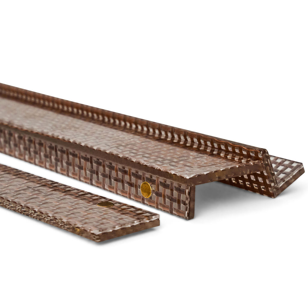 Horizon Mahjong Rack & Pusher | 20 Inches | Set of 4 | Chocolate Woven Rattan