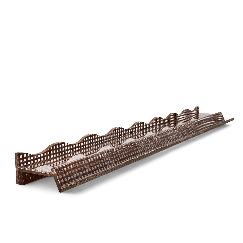 Shoreline Mahjong Rack & Wavy Pusher | 20 Inches | Set of 4 | Chocolate Woven Rattan