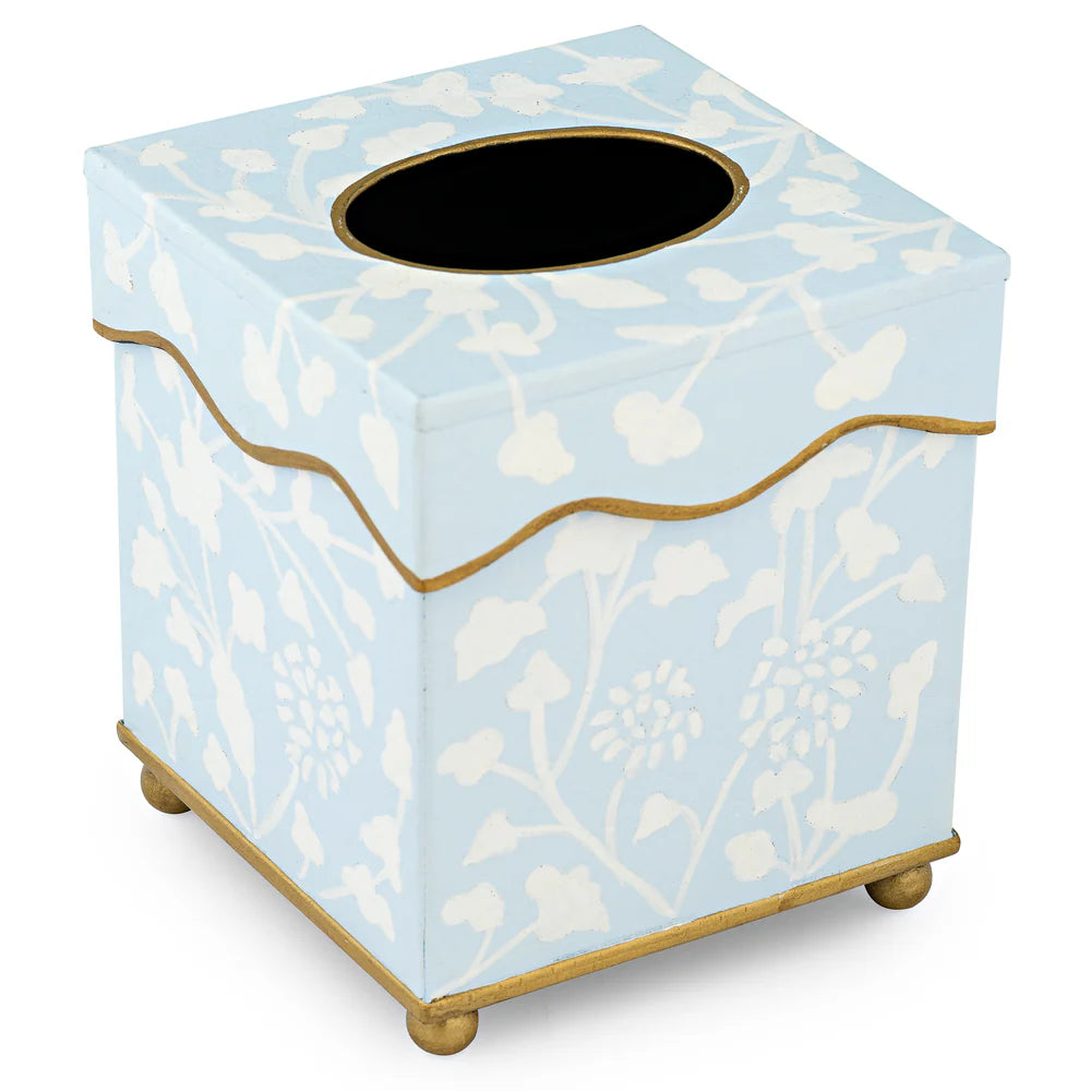 Pale Blue Spring Floral Wastepaper Basket & Tissue (3 Options)