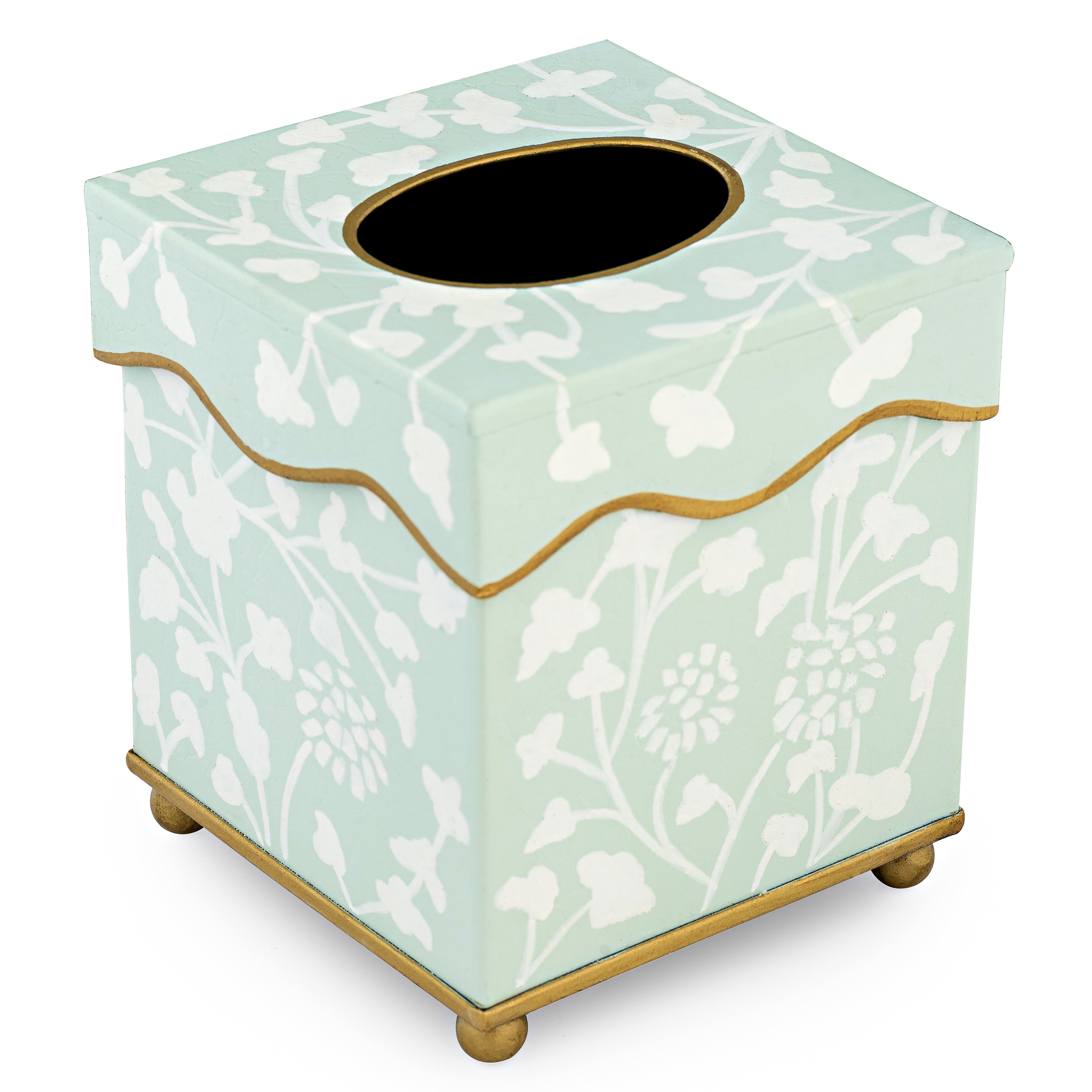 Pale Green Spring Floral Tissue Holder