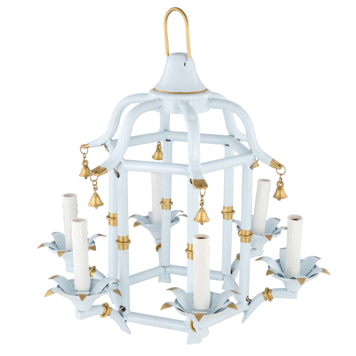Pale Blue & Gold Chinoiserie Chandelier