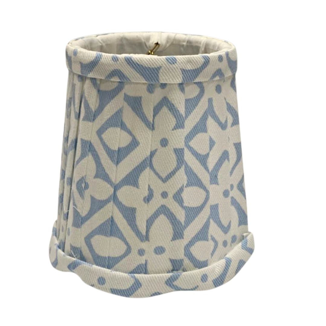 Soft Blue & White Floral Sconce Shade