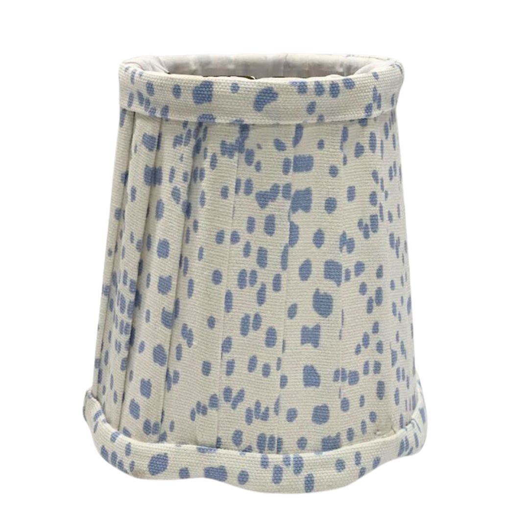 Soft Blue & White Polka Dot Scalloped Sconce Shade