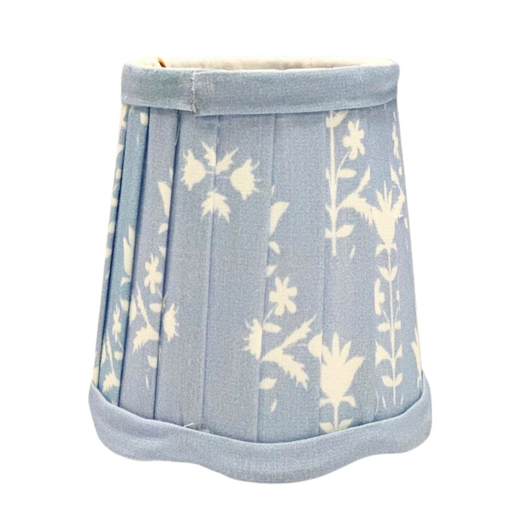 Slate Blue & White Floral Scalloped Sconce Shade