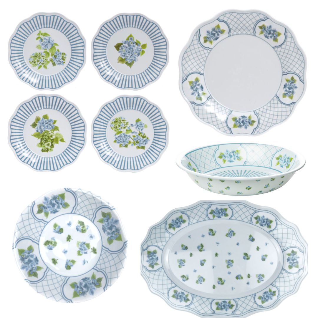 Blue Hydrangea Melamine Dinnerware Collection