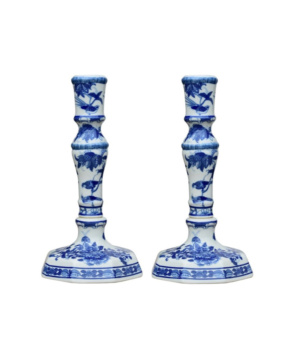 Hexagon Floral Candle Pair of Candle Stick