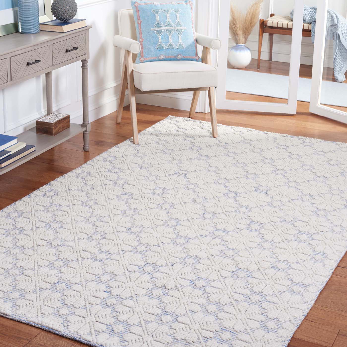 Vermont 303 Rug | Safavieh - VRM303 - Ivory / Blue