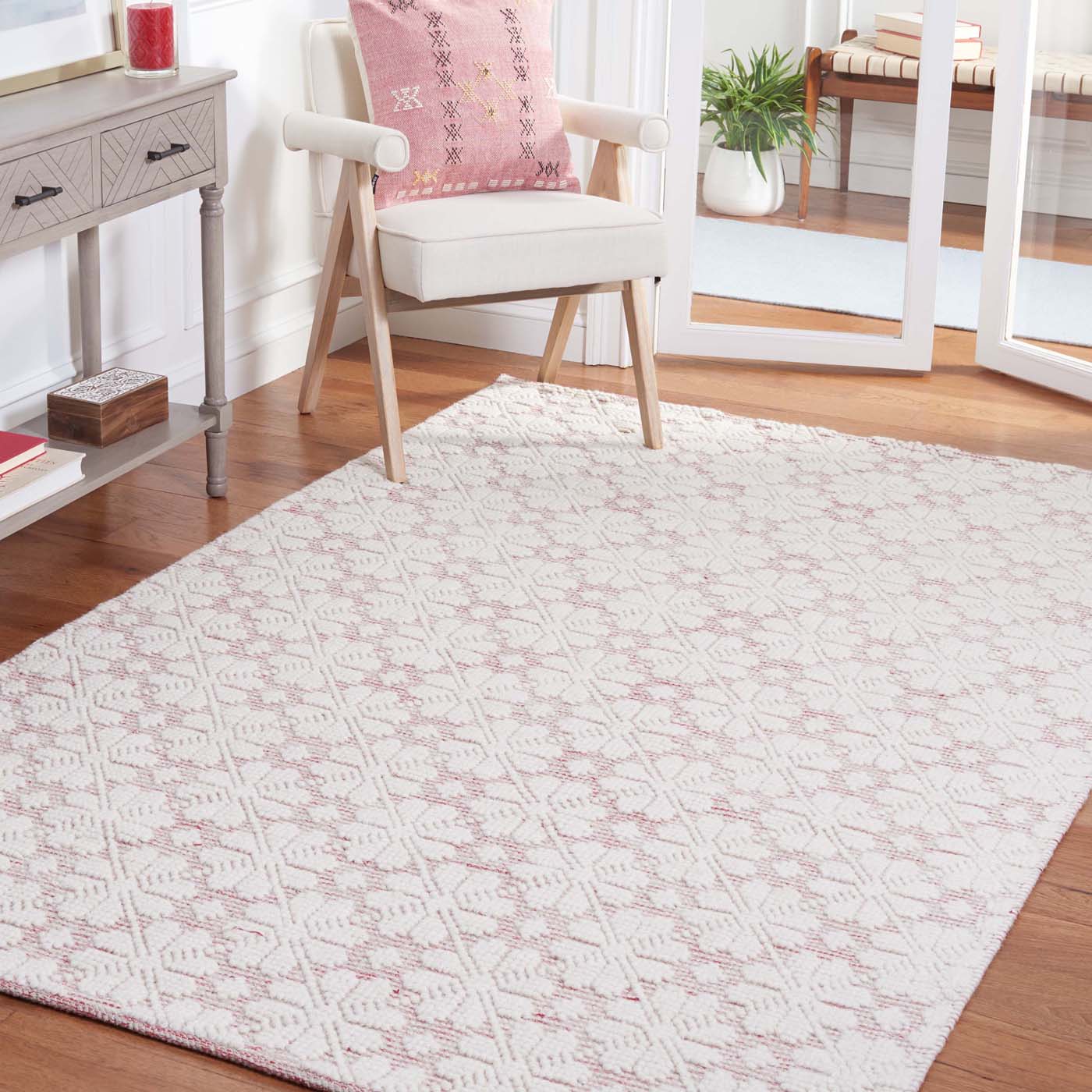 Vermont 303 Rug | Safavieh - VRM303 - Ivory / Red