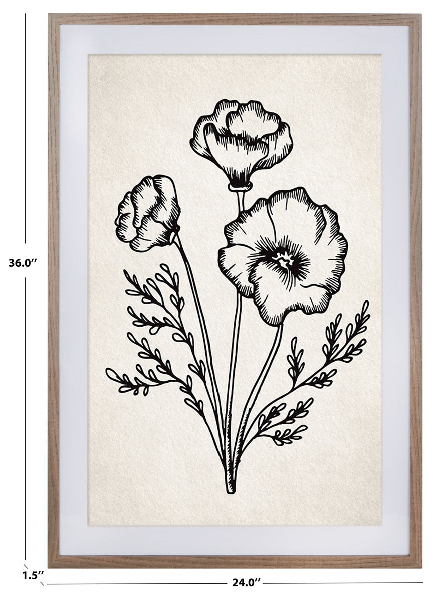 From The Garden, 24 X 36, Framed Wall Art | Safavieh - Ivory / Black