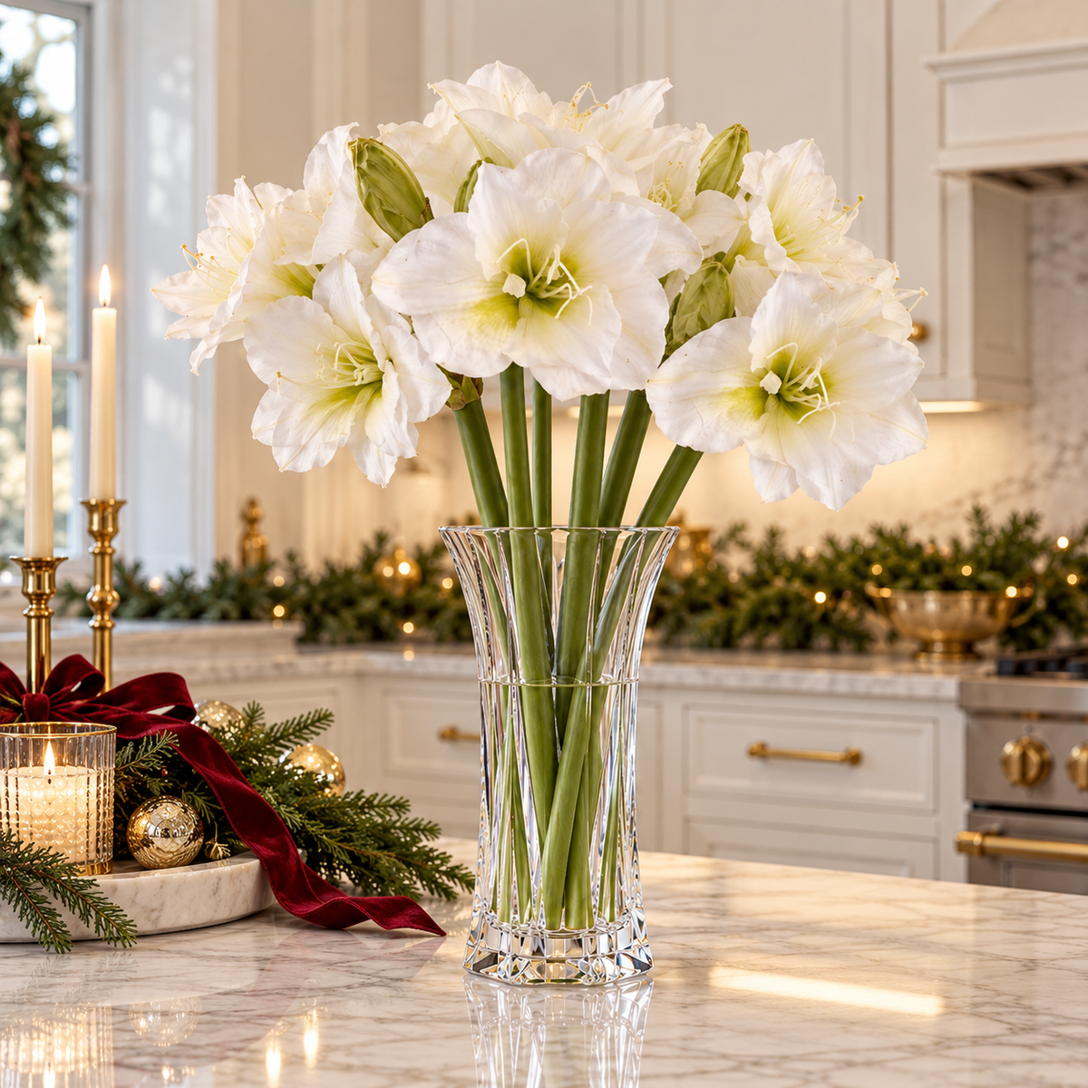 Box of 6 White 29" Amaryllis Spray