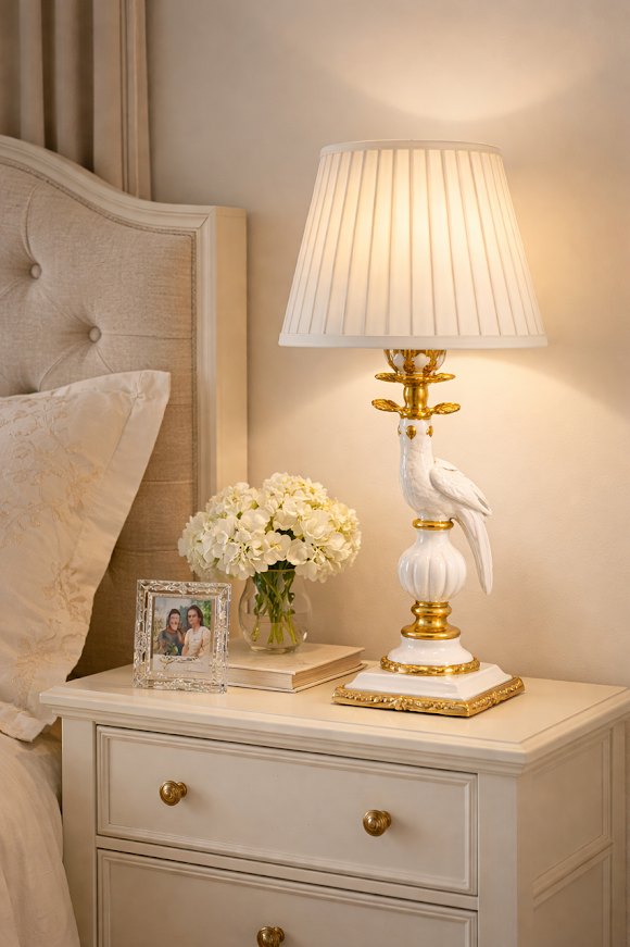 White & Gold Bird Rechargeable Lamp