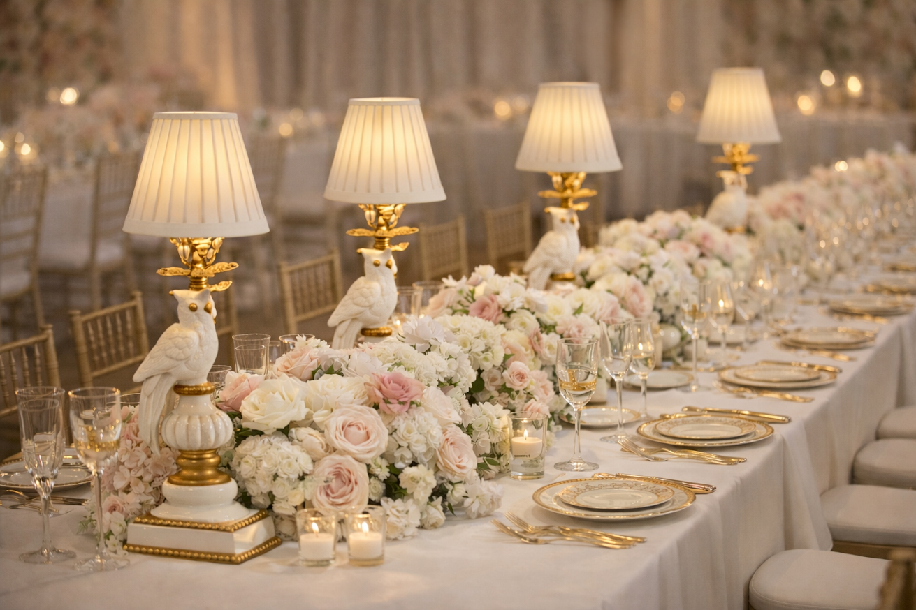 White & Gold Bird Rechargeable Lamp