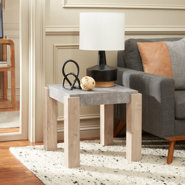 Coromio End Table, ACC7005 | Safavieh - Light Grey / Natural