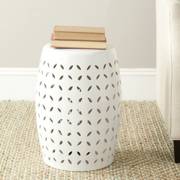 Lattice Petal Garden Stool, ACS4509 | Safavieh - White