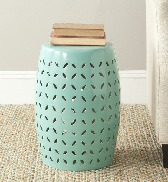 Lattice Petal Garden Stool, ACS4509 | Safavieh - Robins Egg Blue