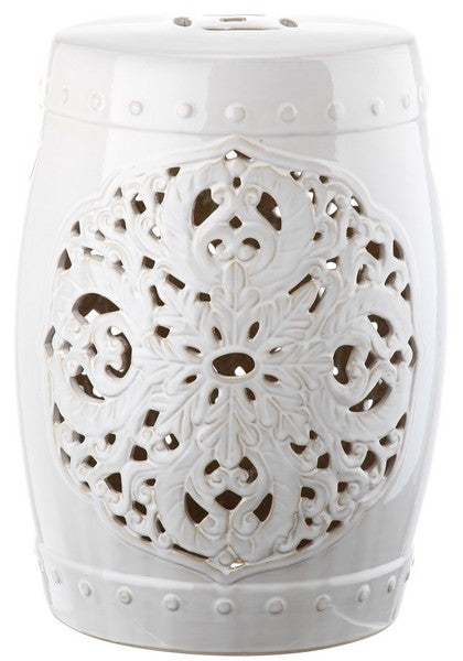 Flora Garden Stool, ACS4527 | Safavieh - Antique White