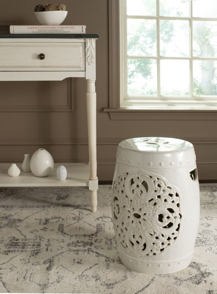 Flora Garden Stool, ACS4527 | Safavieh - Cream