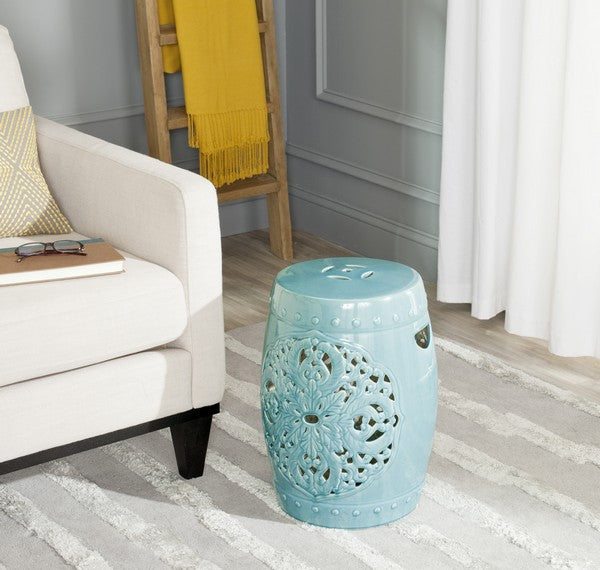 Flora Garden Stool, ACS4527 | Safavieh - Blue