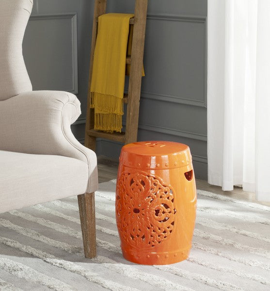 Flora Garden Stool, ACS4527 | Safavieh - Orange